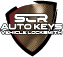 SCR Autokeys Vehicle Locksmith logo, the logo is black white red, and gold.